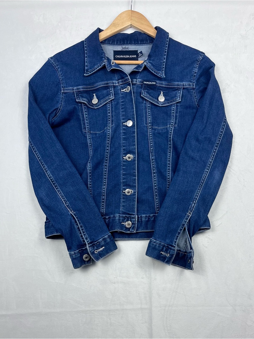 Calvin Klein Jeans Dark Wash Stretch Denim Trucker Jacket Size Medium